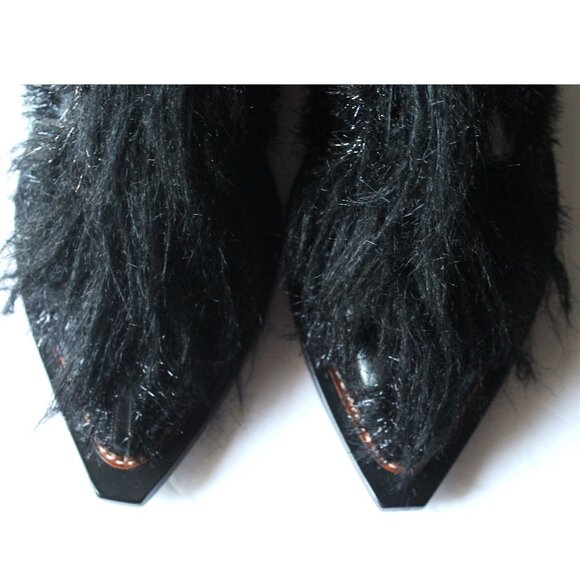 Simone Rocha Tinsel Faux Fur Leather Brogues / Size 38 / Jet Black Runway Chunky - Picture 6 of 11